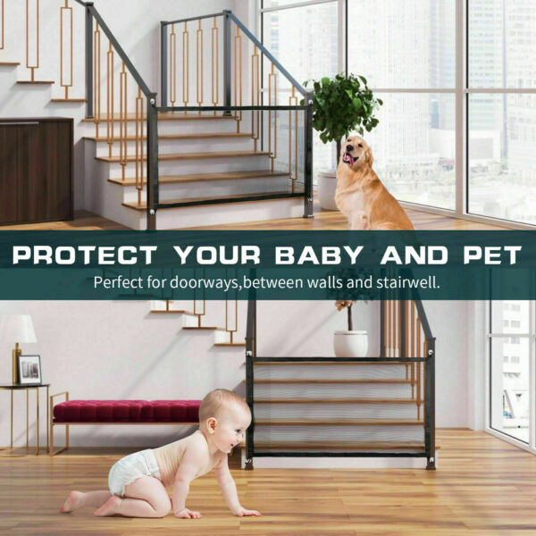 Portable Pet & Baby Safety Gate – Mesh Guard Barrier for Doors & Stairs | Magic Fence for Dogs & Cats - Image 3