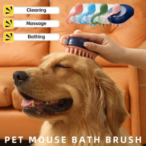 Soft Silicone Pet Grooming Brush – Handheld Dog & Cat Bath Comb for Hair Removal, Massage & Shampoo | Easy Cleaning Tool