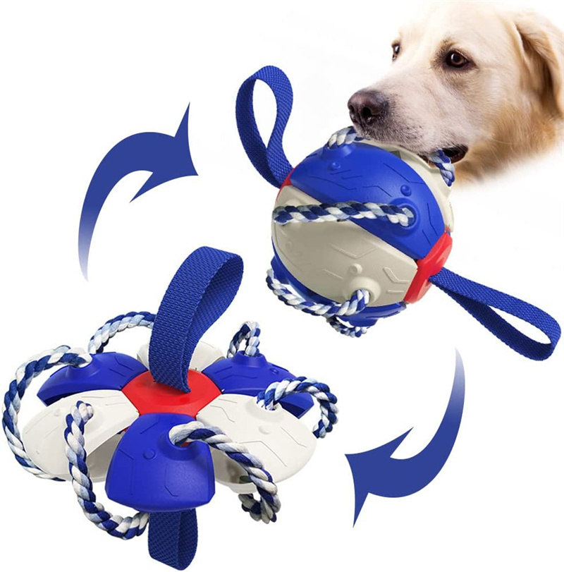 PetBites Interactive Dog Football Soccer Ball Frisbee & Training Toy for Outdoor Play